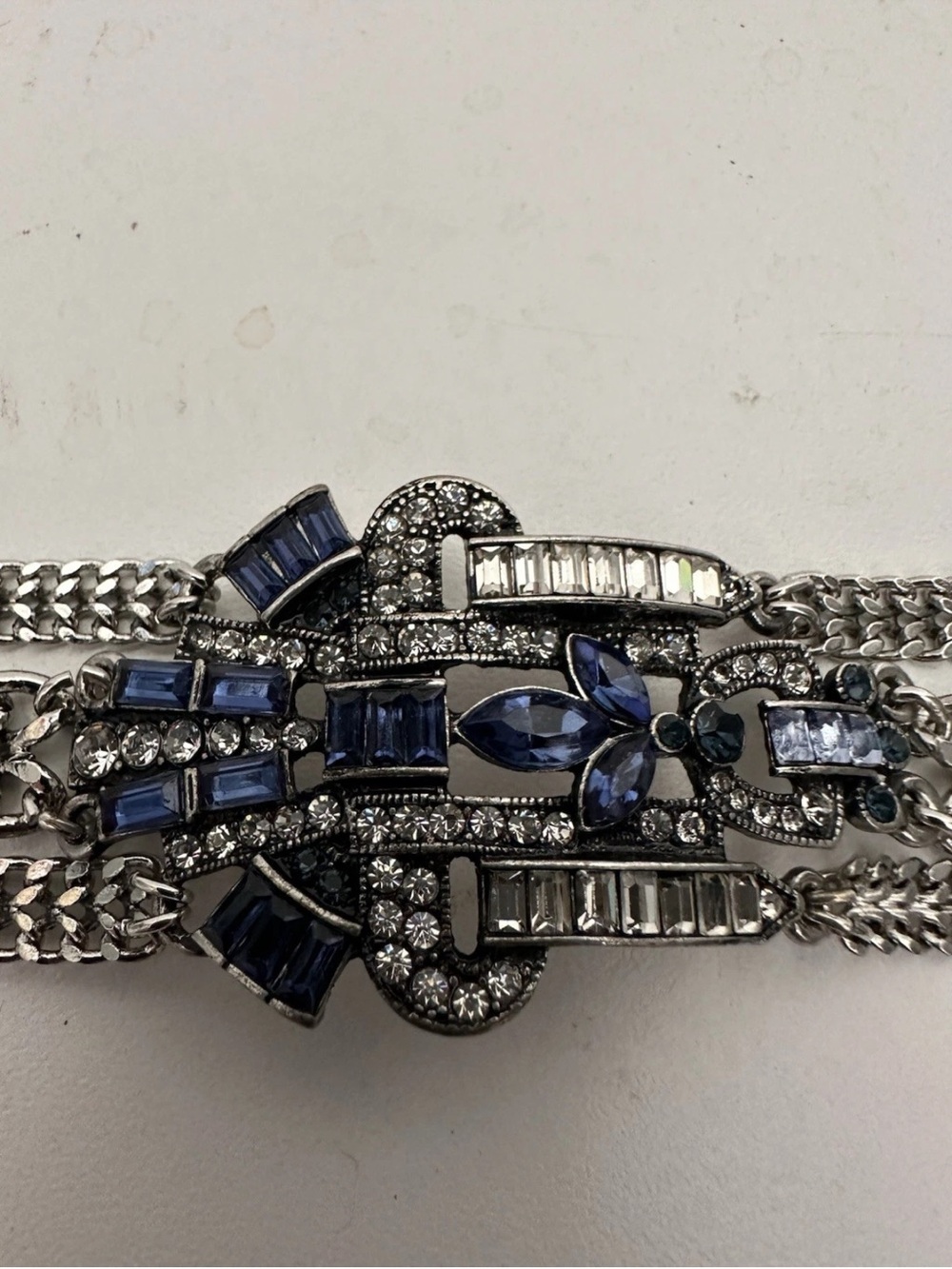 Chloe + Isabel Silver Bracelet with Blue and Clear Crystals